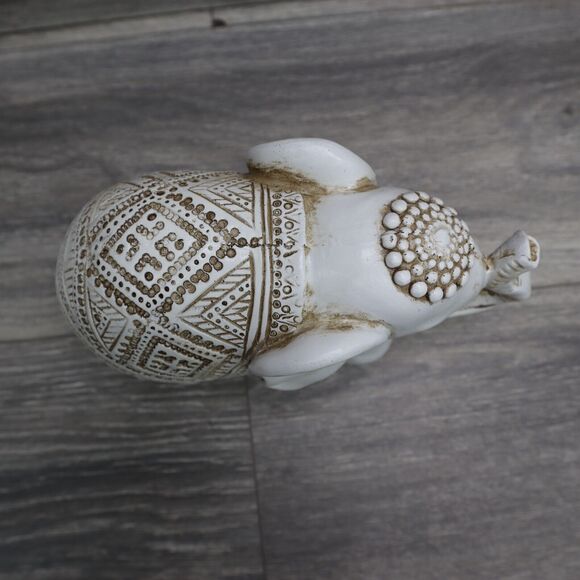 Elephant Figurine Carved Tribal Trunk Up Lucky Statue Resin Home Decor - Picture 10 of 14